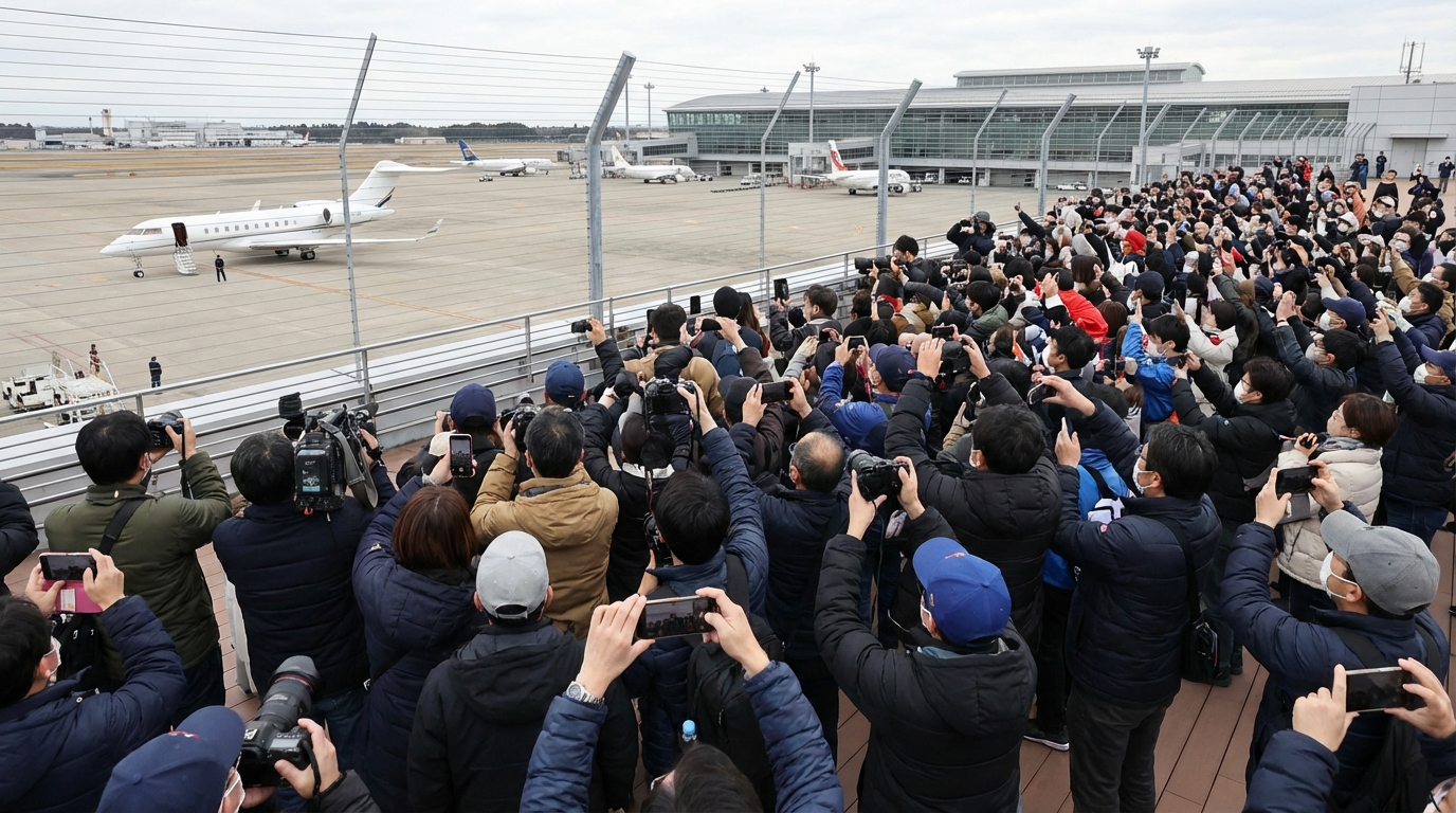 名古屋空港展望デッキはファンの熱気で包まれていた
