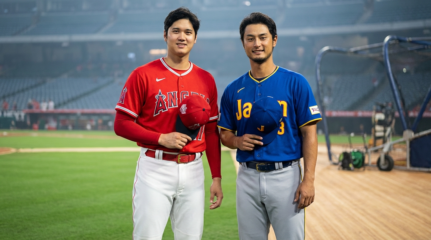 大谷翔平さんの公式身長は193cm、ダルビッシュさんは196cm