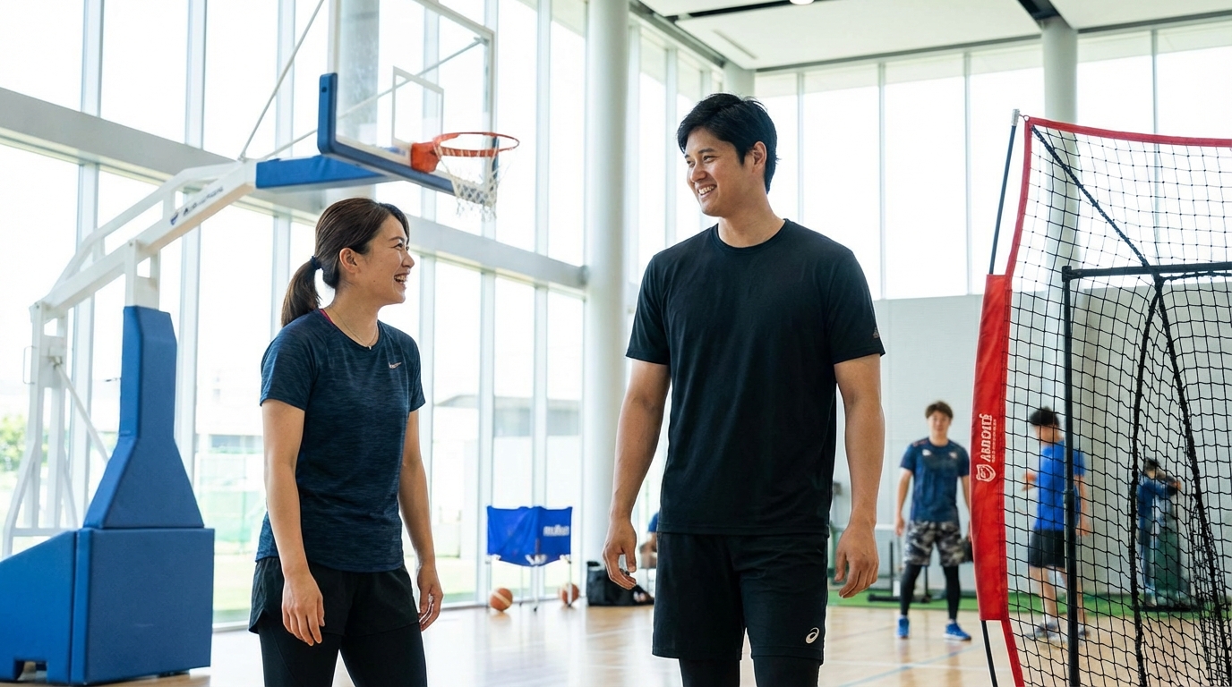 大谷翔平と田中真美子の接点は、スポーツ施設での偶然の出会いだった